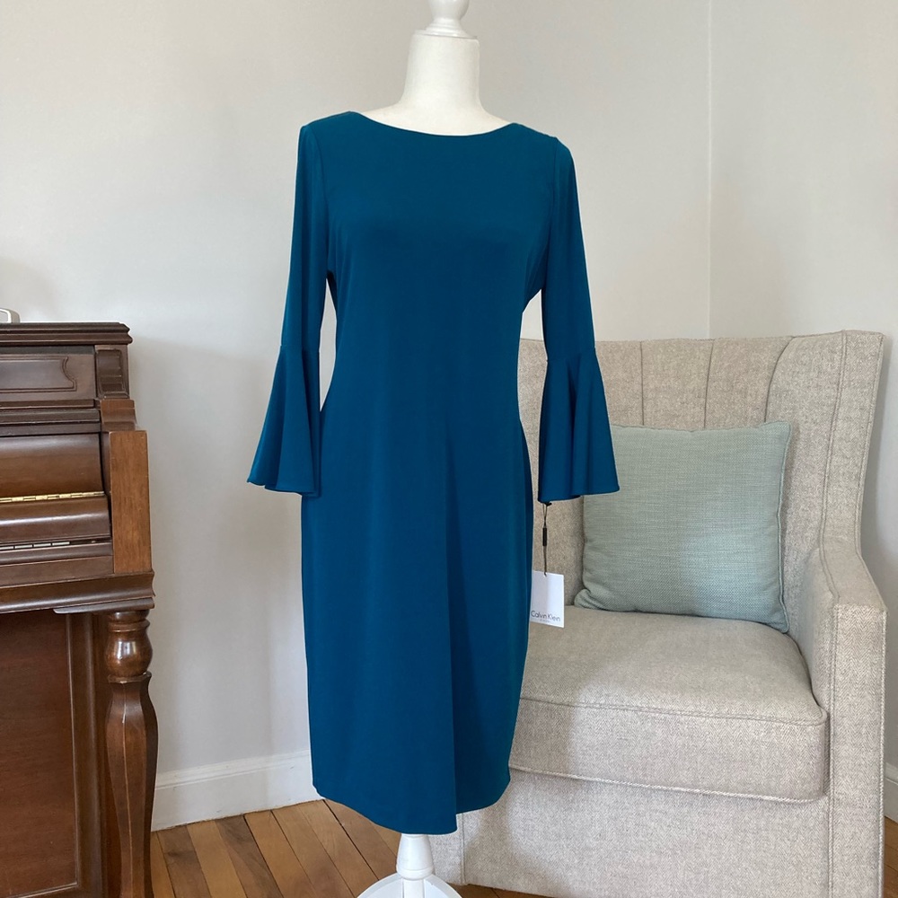 Calvin Klein Teal Knee Length Dress